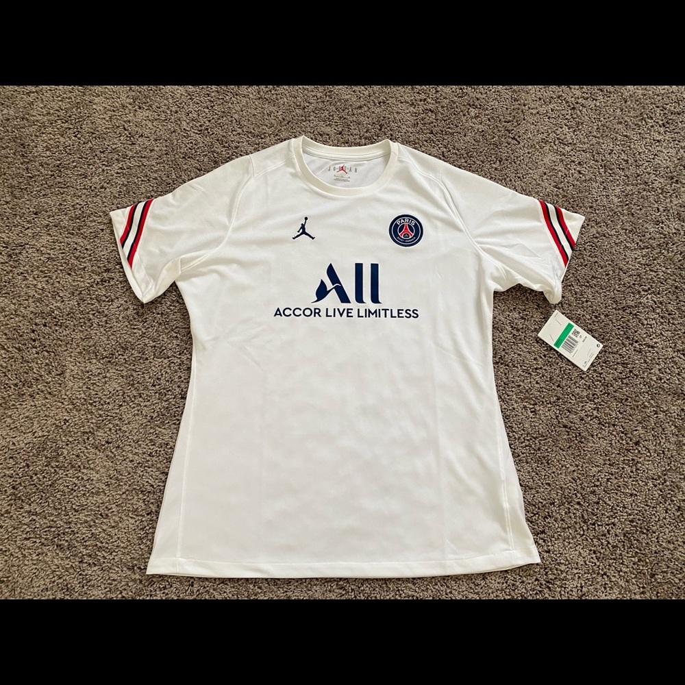 Jordan Paris Saint-Germain T-Shirt Womens CZ7505-010 White Accor Live Limitless